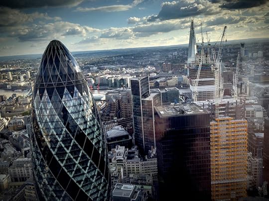 Gherkin and skyline from Heron Tower, City of London