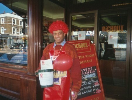 Arvind wearing a red wig!