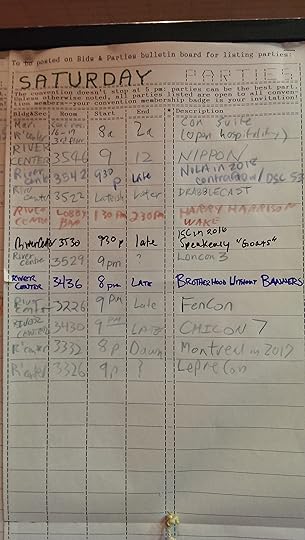 Con tip: take a picture of the party board each night so you can just look on your phone to find the parties. Or just wander around the hotel and eventually drift into them all.