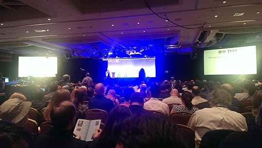 Waiting for the Hugo awards to start.