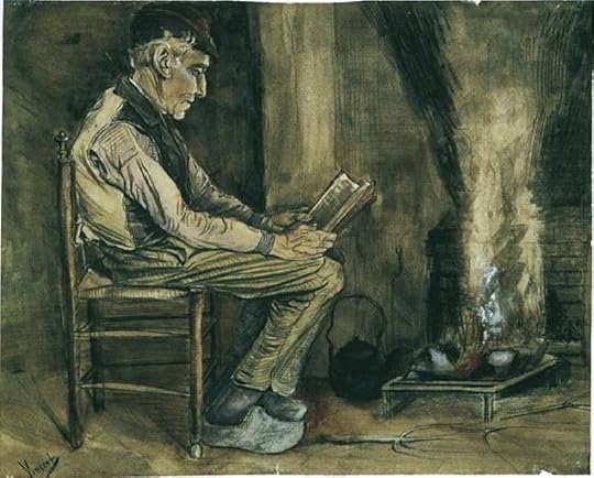 Farmer Sitting at the Fireside and Reading by Vincent van Gogh