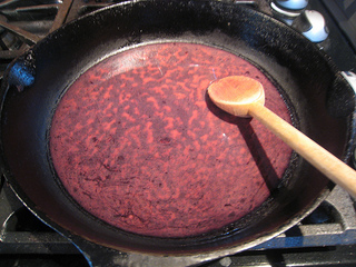 marbled cast iron pan