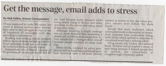 4 June 2013 Daily Telegraph - Email adds to stress