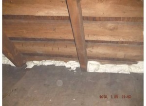 Remember all the squirrel problems? Here's what we're doing about them. This is spray foam insulation to fill in all the gaps.