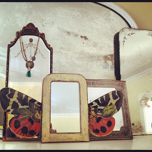 Added a new mirror to my mirror collection. New one has wings! It's new from my home decor collection with Creative Co-op. LOVE!