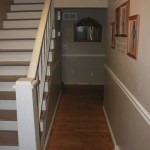 Hallway before view #1; we made do with painted stairs but the paint could not hold-up to the traffic and made the entryway look cheap.