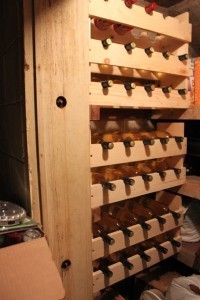 These wine racks were installed in place of shelves