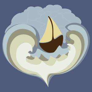 ship tossed at sea