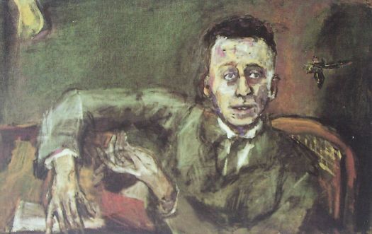 Oskar Kokoschka's 1925 portrait of Karl Kraus. Oil on canvas, 65 x 100 cm, Museum Moderner Kunst, Vienna. 