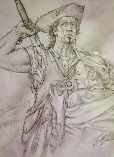 Original sketch of Peter Francisco and Susannah Anderson by Dan Nance renowned historical artist