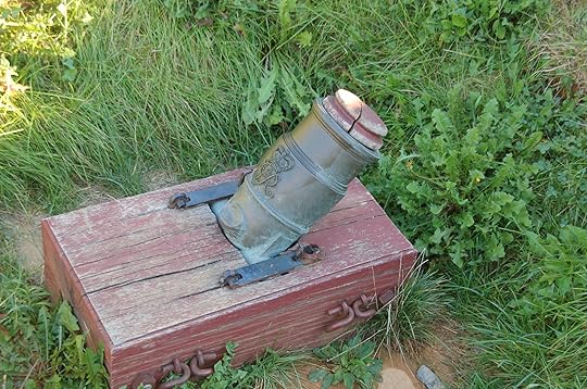 A reproduction British bronze mortar of the Revolutionary War period.