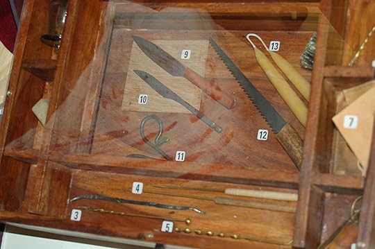 A view of a reproduction Barber-surgeon's chest shows tools both practical and not.