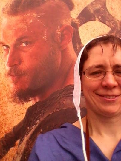Me, in barber-surgeon regalia, with a Viking, courtesy of the History Channel Vikings display at San Diego Comic-Con
