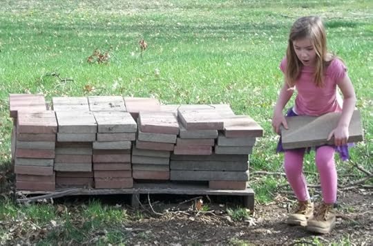 Carrying blocks for the coop's foundation.
