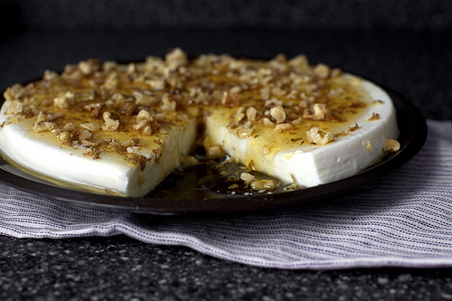 yogurt panna cotta with walnuts and honey