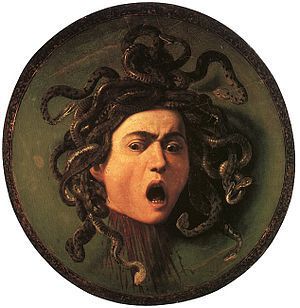 Medusa, after 1590, by Caravaggio; Uffizi Gall...