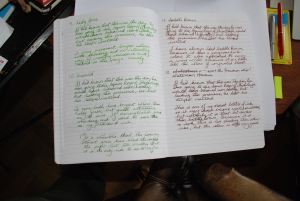 Diamine Kelly Green, Emerald, Saddle Brown, and Waterman's Havana