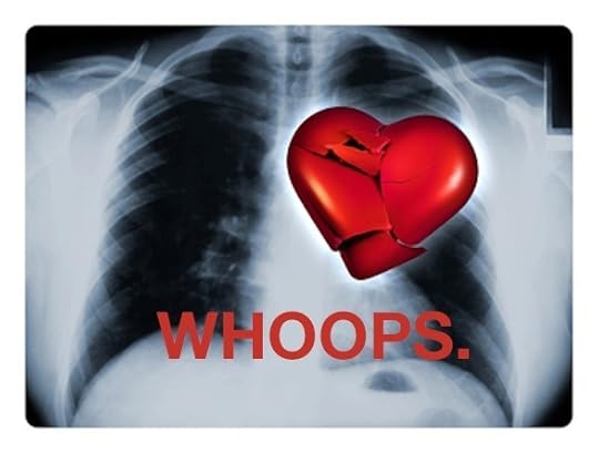 X-ray of a male chest showing one broken red heart