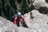Benjamin Rubenstein climbing Bailey's Overhang at Boulder Canyon in Colorado