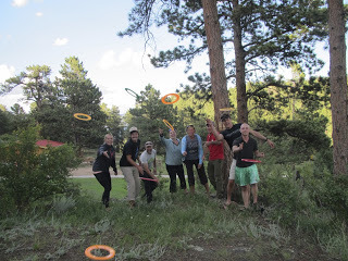 Throwing frisbees at Princess