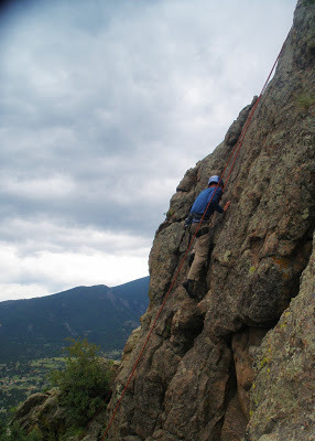 Benjamin Rubenstein rock-climbing in Estes Park