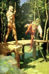 Little John & Robin Hood, fighting it out before they were besties.