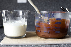 vanilla cream + chocolate cream