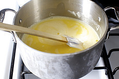 making custard for both flavors at once