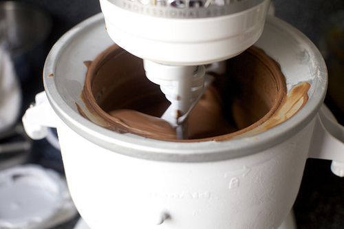 trying out the new ice cream bowl