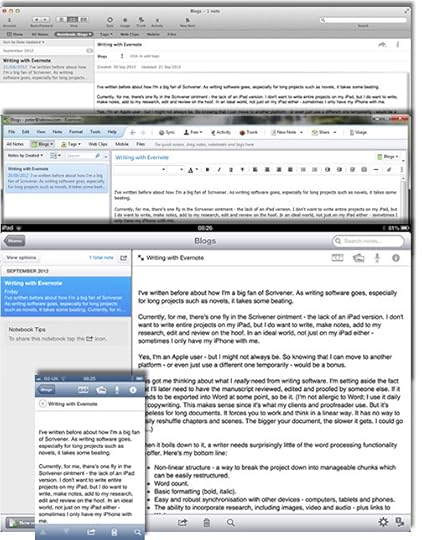 Editing the same document on different platforms, with Evernote