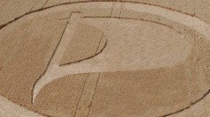 Crop circles in the form of a Pirate Party logo