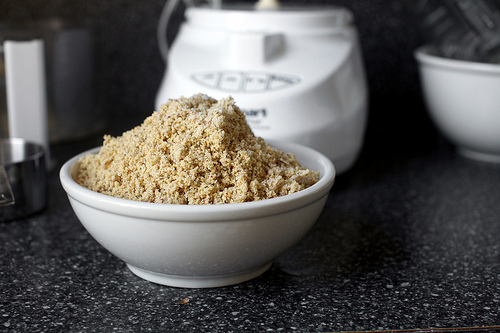 ground hazelnuts with sugar and salt