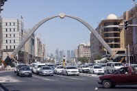 Something pleasantly old-fashioned about a monument like this over one of the main roads in Doha.
