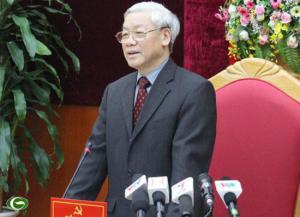 TBT Nguyễn Phú Trọng phát biểu tại Vĩnh Phúc hôm 25/2/2013.