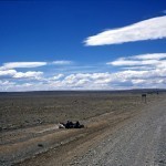 Donini is in that pile somewhere... hitchhiking out on the steppe... we were at this spot for 6 or 8 hours. Happily, the first car picked us up. And holy mother of God, was it ever windy....