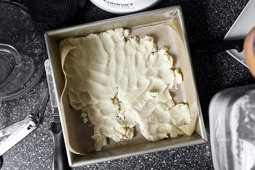 pressing in the shortbread