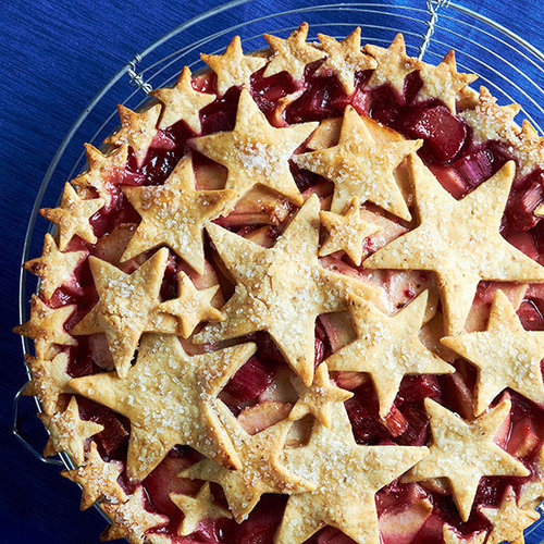Apple, Rhubarb, and Raspberry Pie with Almond Star Crust