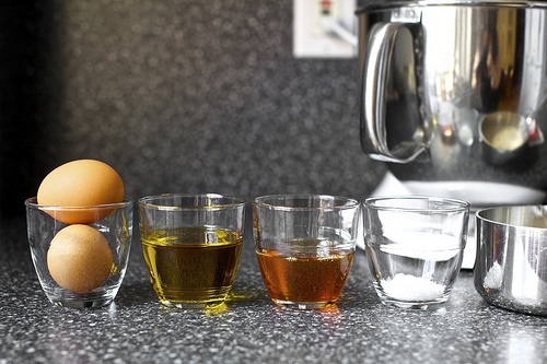 eggs, olive oil, honey, sea salt, yeast