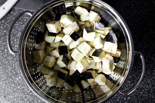salting and draining the eggplant