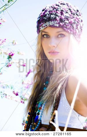 beautiful blond girl outdoors | Stock photo