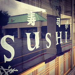 Picking up seaweed salad and a fancy roll from my favorite sushi place.