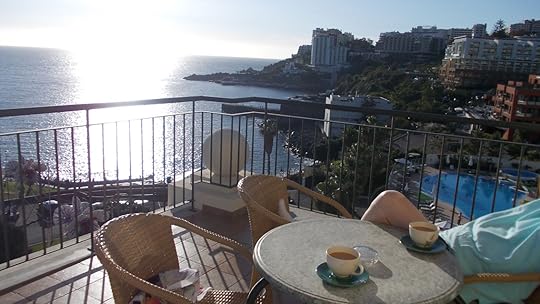 Me feet up, enjoying the sun set.