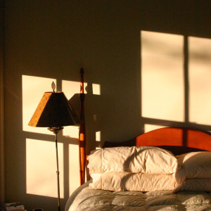 bed at dusk