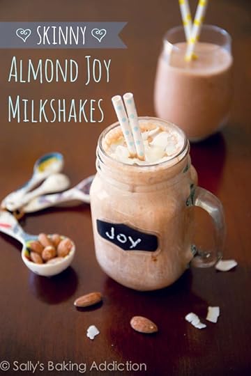 Skinny Almond Joy Milkshakes made from yogurt, bananas, and unsweetened cocoa powder. Delicious! 