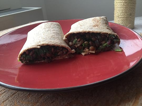vegan lentil and greens burritos