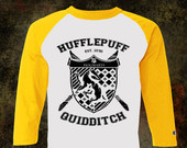 Hufflepuff Quidditch Raglan Jersey 3/4 Sleeve Adult Shirt - VoltNein