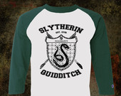 Slytherin Quidditch Raglan Jersey 3/4 Sleeve Adult Shirt - VoltNein