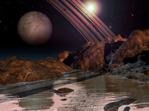 Ringed planet in solar system