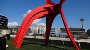 Olympic Sculpture Park with the Space Needle in the background (of course!)