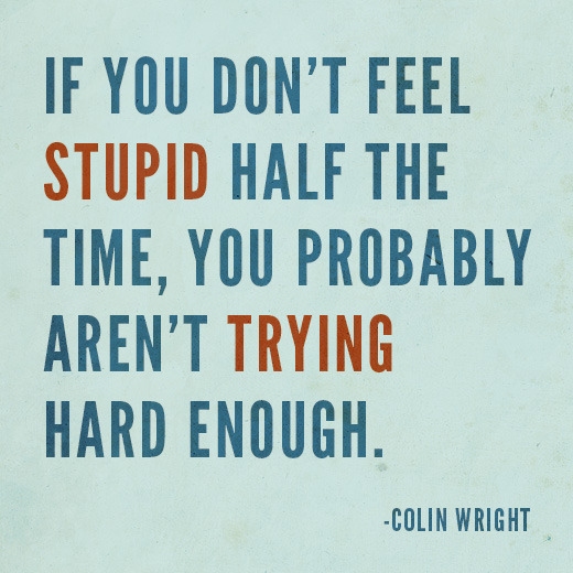 If you don't feel stupid half the time, you probably aren't trying hard enough. Colin Wright